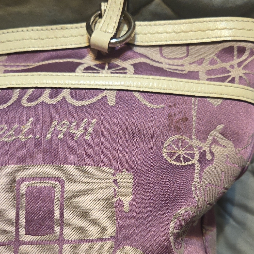 Coach Purple and Cream Shoulder Bag - Picture 7 of 14
